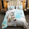 Loussiesd Trapunta con stampa di cavallo bianco a tema animale selvatico 4 stagioni copriletto farfalla stampa fiore trapunta 230x220cmper bambini ragazzi ragazze microfibra tema natura copriletto con 2 federe