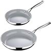 MasterPRO ARGENT 3 - Set di 3 teglie da 20cm e 24cm - Acciaio inossidabile - Rivestimento ceramico ILAG - PFAS, PFOA, PTFE FREE - 3 strati - Sicuro per induzione e forno