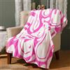 Frienda Coperta preppy con faccina sorridente rosa graziosa coperta morbida in flanella morbida coperta in peluche rosa pelosa coperta per dormitorio soggiorno 127 x 152,4 cm (rosa acceso distorce