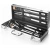 Lacor - 60260 - Valigetta BBQ Utensili, Interno foderato, Contiene 5 Utensili, Parti in acciaio inossidabile, Lavabile in lavastoviglie, 47 x 16 x 8 cm, Alluminio