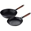 MasterPRO Odin - Set di padelle per friggere e wok in ferro pressato da 24 cm, con antiaderente in ceramica rinforzata, impugnatura ergonomica, piastra di cottura a induzione, senza tossici