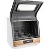 OMGGYER Mini lavastoviglie da tavolo, lavastoviglie portatile con 3 programmi/serbatoio dell'acqua da 5 l, spruzzatore a 360°/controllo touch, tavolo lavastoviglie con/senza attacco per acqua per campeggio e