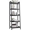 vovala Libreria, libreria a scala a 5 livelli con struttura in bambù, mensola per piante da esposizione alta e stretta autoportante per soggiorno, cucina, camera da letto, balcone, Nero