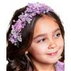 IYOU Coroncina Comunione Bambina Sposa Copricapo Viola Fiore Margherita Cerchietto Foglie Cristallo Compleanno Matrimonio Accessori per Capelli per Ragazze