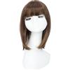 BUYOGET Topper per Capelli Castano Scuro Mix Castano Medio con Clip per Donna Corto 30,5 cm Topper con Clip con Frangia per Capelli Diradati