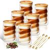 KEHTUNAHT Tazzine Caffe Vetro Doppia Parete Set da 6 400ml Bicchieri Cappuccino Doppio Vetro con 6 Cucchiaino Tazze da Latte Macchiato Latte Tè