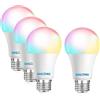 DogePro 4 Lampadine LED 10W Smart Beacon Bluetooth (no Wi-Fi) Intelligente, RGB Multicolore + CCT Bianco Caldo e Freddo, Dimmerabile, A60, 800 lumen, controllo con APP, Tuya, Smart Life