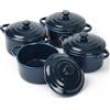 WELTOKE Set di 4 mini cocotte in ceramica, 170 ml, piccole con coperchio e manici, mini casseruola con coperchio, piccola teglia per lasagne, soufflé, forno, microonde e lavastoviglie