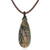 COAI Collana da Uomo e da Donna in Vera Pelle Italiana con Pendente in Pietre Naturali, Collana Diaspro Picasso Verde