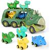 Weinsamkeit Dinosauro Camion Giocattolo per Bambini con Suono Ruggito, 5 in 1 Camion Macchinine per Bambini 3 4 5 Anni (Verde)