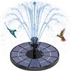 AISITIN 3,5W Fontana Solare da Giardino Esterno con 1500mAh Batteria Fontana Solare per Laghetto con 6 Ugelli Pompa Acqua Energia Solare per Bagno per Uccelli,Stagno,Decorazione del Giardino(1 pezzo)