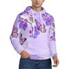 SDFHU Felpa con cappuccio da uomo con stampa farfalla viola morbida e accogliente per primavera autunno e inverno Streetwear, nero, Medium