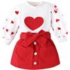 Alunsito Bambino Neonata Completi per San Valentino Camicia con maniche a rete Top Love Heart Stampato Cintura Gonna Abiti primaverili 100 Bianco 2-3 anni