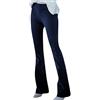 YMING Pantaloni Vintage da Donna Svasati Pantaloni Casual di Velluto a Coste a Vita Alta Pantaloni Tinta Unita con Tasche Blu Scuro S