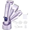 Hatteker Rasoio Elettrico Donna 3 en 1 Rasoio Parti Intime IPX7 Impermeabile Depilatore Corpo Donna LED Display (‌Viola)