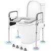 Auveach Rialzo WC per Anziani con Braccioli 7 Livelli di Altezza Regolabile Rialzo Bidet Comoda WC Alzawater per Disabili Incinta Anziani con Piedini Antiscivolo, Portata 150 Kg