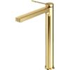 EMKE Rubinetto da bagno oro champagne con aeratore, miscelatore per lavabo in ottone massiccio, cartuccia ceramica, installazione facile, risparmio d'acqua, 335 x 233 x 46 mm