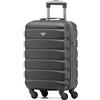 Flight Knight Valigie rigide in ABS Leggere a 4 ruote - Bagaglio a mano approvato per oltre 100 compagnie aeree come British Airways, easyJet, Jet2 e Wizz 55x35x20cm - Lucchetto TSA