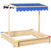 VivaGarden Sabbiera per Bambini in Legno con Panca e Tettuccio 120x120x120cm VivaGarden