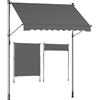 SONGMICS Tenda da Sole Avvolgibile, Tendalino Parasole Retrattile Manuale, Regolabile in Altezza con Manovella per Balcone Giardino Patio, 200 x 120 cm, Antracite GSA202G02
