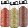 ZOFUN 3 barattoli per spezie con coperchio girevole da 300 ml, in vetro, 16,5 x 6 cm, ermetici con 4 tipi, barattoli per spezie con coperchio girevole, per cucina, sala da pranzo, barbecue all'aperto