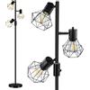 HiBay Lampada da Terra LED Nero Dimmerabile 3 Luci,Piantane da terra Rustica Industriale con 3xE27 Lampadina 8W 800LM,Floor lamp Stile Diamante Vintage per Soggiorno, Camera da Letto, Ufficio