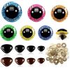 TOAOB THE ONE AND ONLY BABY TOAOB 100 Pezzi Occhi di Sicurezza per Amigurumis 16mm a 30 mm Grandi Glitter Colorati Plastica Safety Eyes e Nasi con Rondelle per Creazione Bambole Pupazzi Fai da Te Animali Uncinetto Artigianato