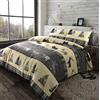 LIZZIE JACOBS Set di biancheria da letto con copripiumino e federe, in 100% flanella di cotone spazzolato, con motivo cervo (grigio, singolo)