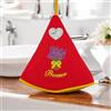 Villages de Provence Asciugamano Bouquet de Lavande - Rotondo con Cravatta - Rosso - Modelli Ricamati - 100% Cotone - Ø 65 cm di Diametro - Cucina o Bagno - Lavabile in Lavatrice