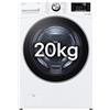 LG AI DD F0P3020TSWC Lavatrice 20kg, a Carica Frontale, Capacità XL Serie P3, Classe B, 1000 Giri, TurboWash 360, Vapore, Wi-Fi, Motore Inverter Direct Drive, Libera installazione, Bianco