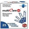 STRISCE MISURAZIONE GLICEMIA MULTICARE IN GLUCOSIO ELETTRODO 25 PEZZI - MULTICARE - 937388472