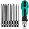 Shallho Set di 12 cacciaviti Torx T6-T40, lunghezza 75 mm, set magnetico Torx da 1/4, con foro S2, in acciaio esagonale, set di punte per cacciavite elettrico T20 T25