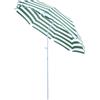 Outsunny Ombrellone da Spiaggia Inclinabile e Rotondo in Metallo e Poliestere, Ø1.8x2 m, Verde e Bianco