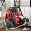 Loussiesd Coperta in pile con stampa guantoni da boxe a tema sportivo Sherpa coperta per divano, letto, divano, incontro di boxe, coperta in peluche, traspirante, rosso, grigio, sfocato, decorazione