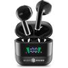 Music Sound, SPARK, Auricolari TWS, Bluetooth, Wireless, Display LED, Play Time 30 Ore, Pairing Automatico, Controlli Touch Sugli Auricolari, Nero