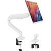 Ibergrif Supporto per monitor da 13-32 pollici, braccio monitor regolabile in altezza con molla a gas, inclinabile, girevole, gestione cavi, VESA 75/100 mm, bianco