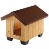 Ferplast DOMUS MINI Casetta per Cani in Legno FSC - Tetto Apribile con Chiusura, Impermeabile & Anti-UV - Griglia Aerazione - Porta Antimorso in Alluminio - Piedi Isolanti - 121 x 78 x h 78,5 cm