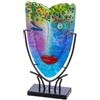 GILDE GLAS art Vaso decorativo in vetro dipinto a mano con supporto in metallo - decorazione soggiorno altezza 38,5 cm