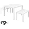Set pranzo da giardino in plastica - 2 Panche e 1 Tavolino Quadrato - bianco