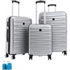 Set 3 valigie da viaggio con maniglia telescopica - grigio