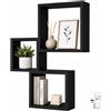 Set 3 Mensole quadrate da parete in legno - nero