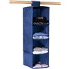 Organizer armadio da appendere in tessuto Blu - 4 Ripiani