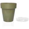 Vaso per i fiori rotondo con sottovaso - Olive