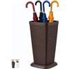 Portaombrelli in plastica alto effetto Rattan 26x26x51,5 cm - Marrone