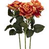 3 Rose finte con foglie realistiche - rose arancio