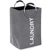 Borsa Portabiancheria 33x27x50 cm con maniglie in Alluminio - grigio con testo bianco