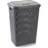 Cesto Portabiancheria effetto Rattan in Plastica con Coperchio - grigio scuro