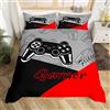 Loussiesd Gamer Set di biancheria da letto per bambini, per ragazzi, ragazzi, gioco per videogiochi, 135x200cm decorazione per la casa set di 2 pezzi 1copripiumino con 1 federe, colore: nero, rosso, grigio