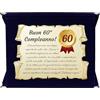 Generico Targa 60° Compleanno | Elegante Regalo Sessantesimo Compleanno | Cofanetto con Pergamena per Sessantenne | Biglietto Auguri | Birthday Plate (blu, 60 Anni)