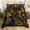 Loussiesd Set di biancheria da letto con copripiumino giallo e nero, motivo geometrico chiaro, per bambini, ragazzi e ragazze, set copripiumino in stile moderno, per letto matrimoniale